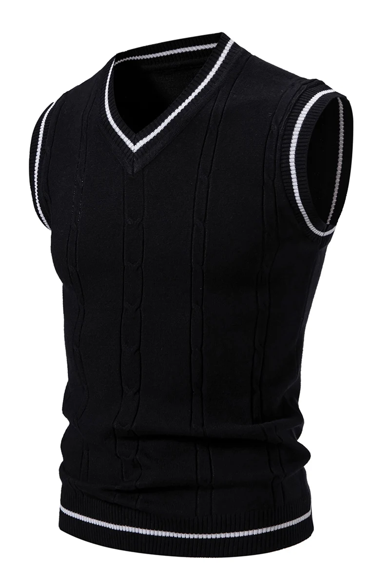 Men's Sleeveless Sweater Fashion Embroidered V-neck Casual Lined Vest Men's Top men sweater vests mens knitted vest