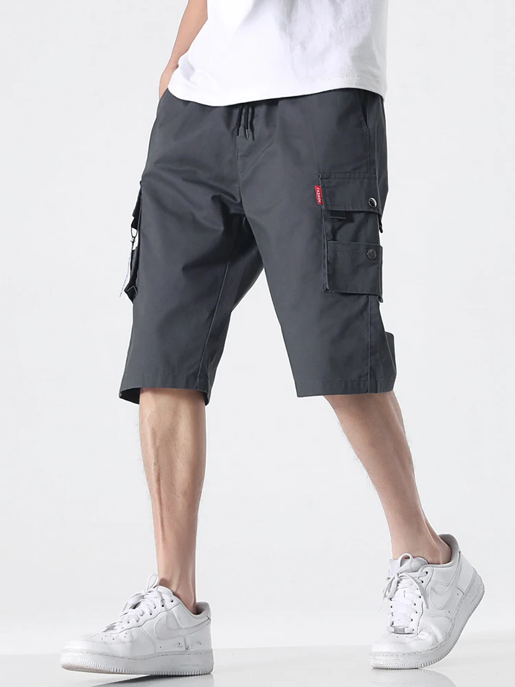 Summer Cargo Pants Short Breeches 2022 New Streetwear Multi-Pockets Solid Cotton Straight Casual Shorts Plus Size 6XL 7XL 8XL best men's casual shorts Casual Shorts