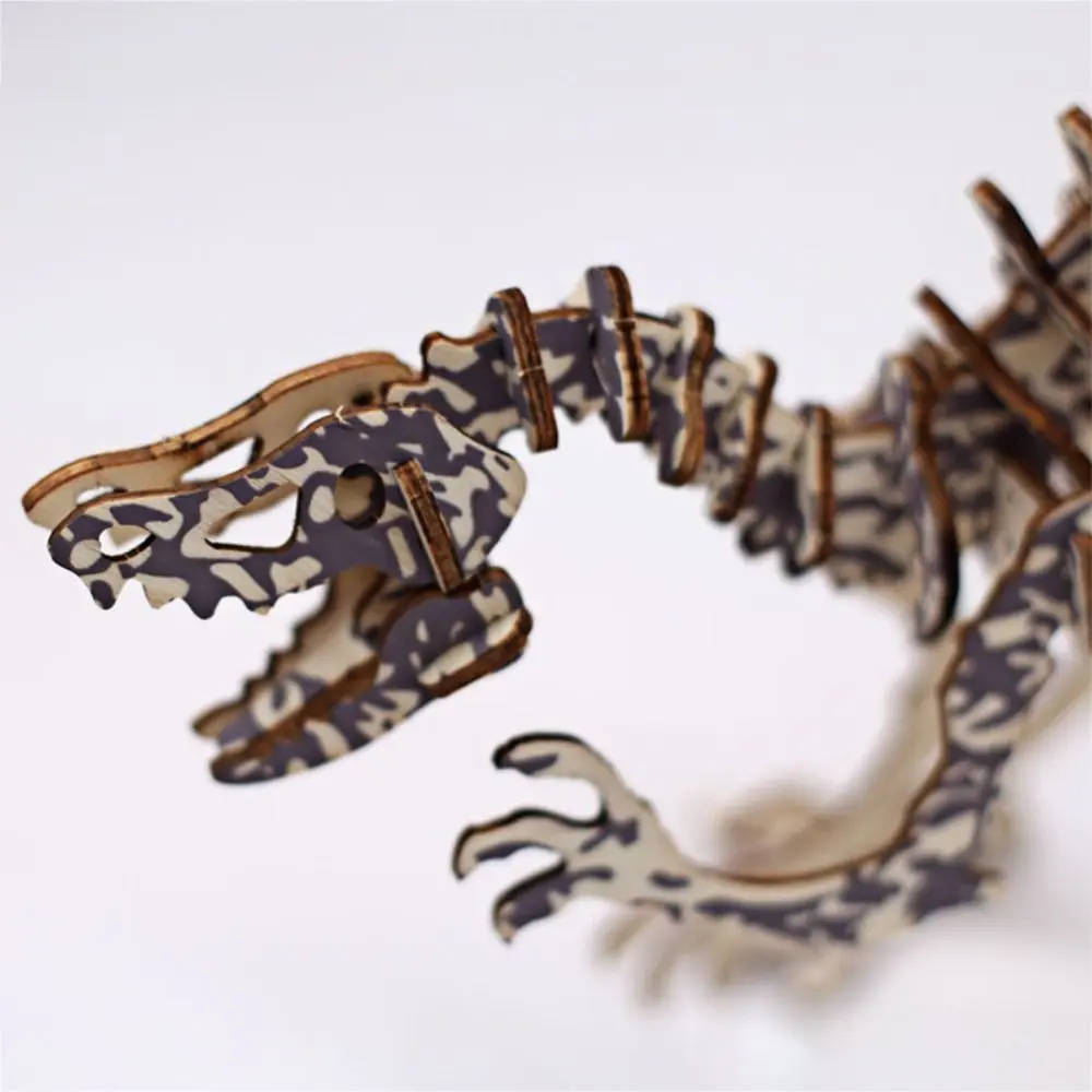 Deinonychus 3D Wooden Dinosaur Puzzle Diplodocus Spinosaurus DIY Dinosaur Model Montessori Handmade Tyrannosaurus Jigsaw