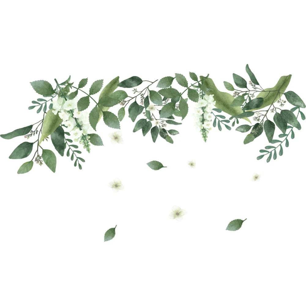 

Tropical Plants Green Leaves Wall Stickers Bedroom Living Room Office Cafe Kids Room PVC Wall Decals Moisture-proof Art Murals