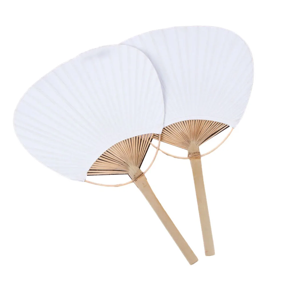 

Children's Hand Painting Double Dough Round Fan Blank Paper Bamboo Handle Fosters Artistic Expression in Kids