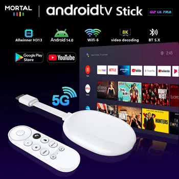 Smart TV stick Android14 Allwinner H313 Mortal Q2 ultra Chromecast Voice remote WiFi6 4K@60fps WiFi6 Blueooth 2GB8GB16GB Stream