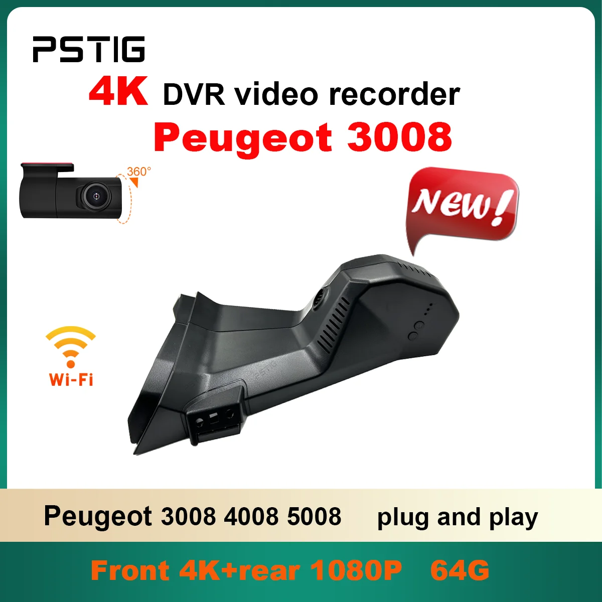 4K HD Dash Cam WIFI Car Dvr Dashcam for Peugeot 3008 4008 5008 DS4 DS5 DS5LS DS6 DS7 DS9 Citroen C2 C3 C4 C5 C6
