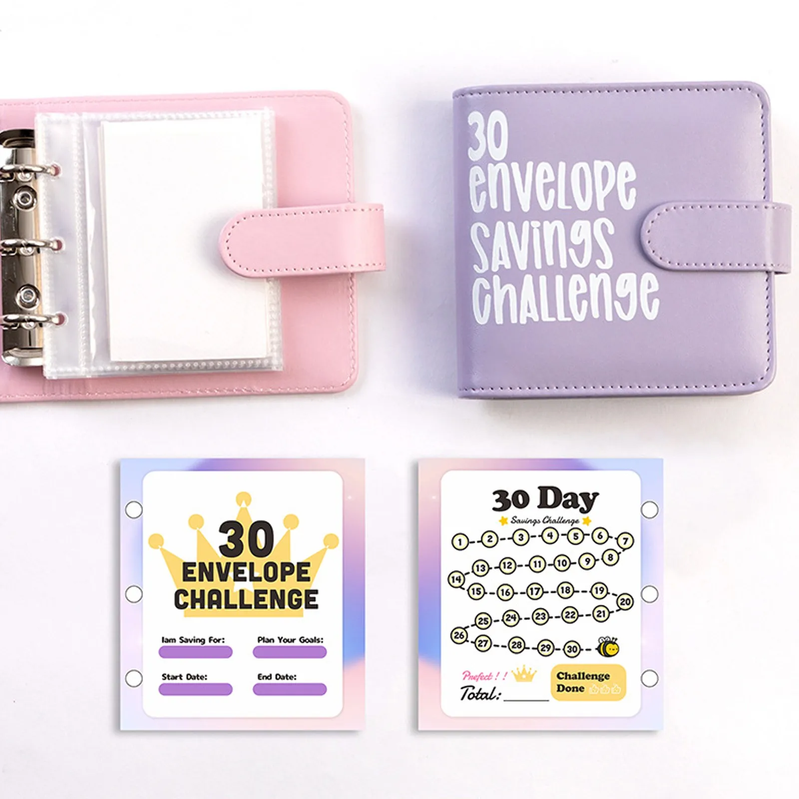 30 Envelope Challenge Binder, Savings Challenges Sheets Budget Binder With Cash Envelopes, Savings Challenges Binder 6