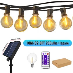Shatterproof LED Solar String Lights - Waterproof Outdoor Patio and Umbrella Illumination with 40 Bulbs (G40-10M 21Bulbs)