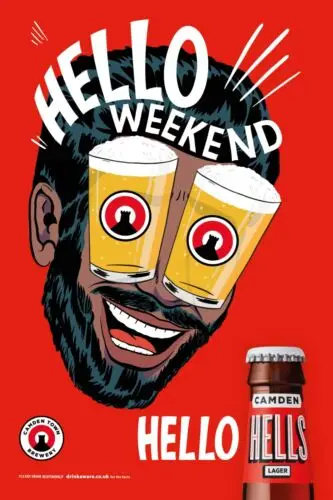 

Пивоварня Camden Hello Sunday, пивной рекламный круг, винтажный металлический знак в стиле ретро