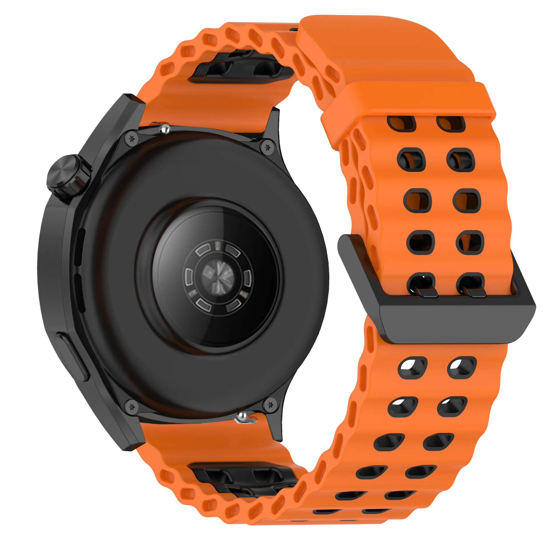 Two-Tone Breathable 22mm Silicone Marine Watch Strap