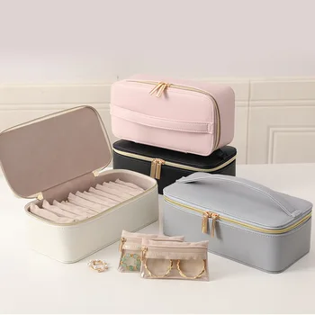 Organizzatore di gioielli da viaggio, custodia per gioielli con 1 borsa per gioielli in velluto Scatola portaoggetti portatile per gioielli da viaggio Regali di San Valentino