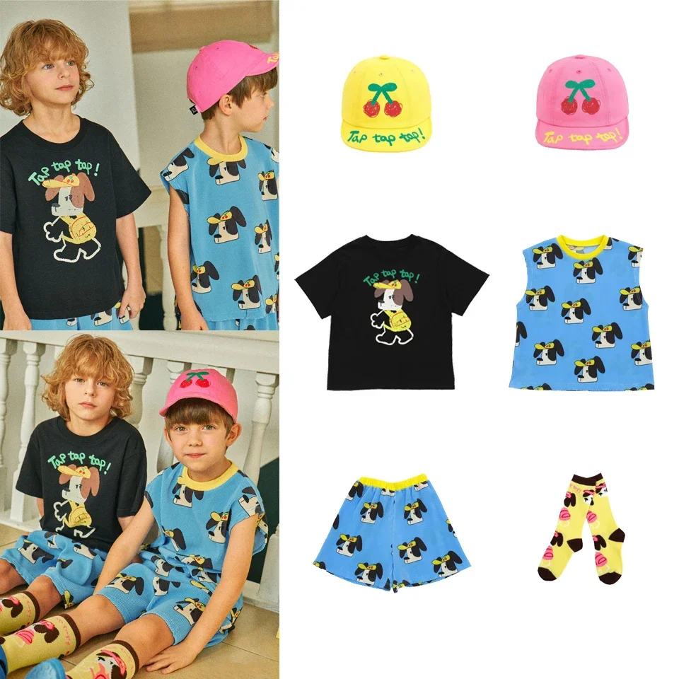 

New 2024 Bebe Spring Princess Dress Kids Summer Clothes Girls Short Sets Korean Children Boys Sport Cotton T Shirts Cute Socks