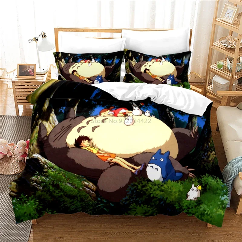 My Neighbor Totoro Cartoon 3d Bedding Set Anime Twin Full Queen King Comforter Cover Set with Pillowcase 2/3pcs Duvet Cover Sets 6