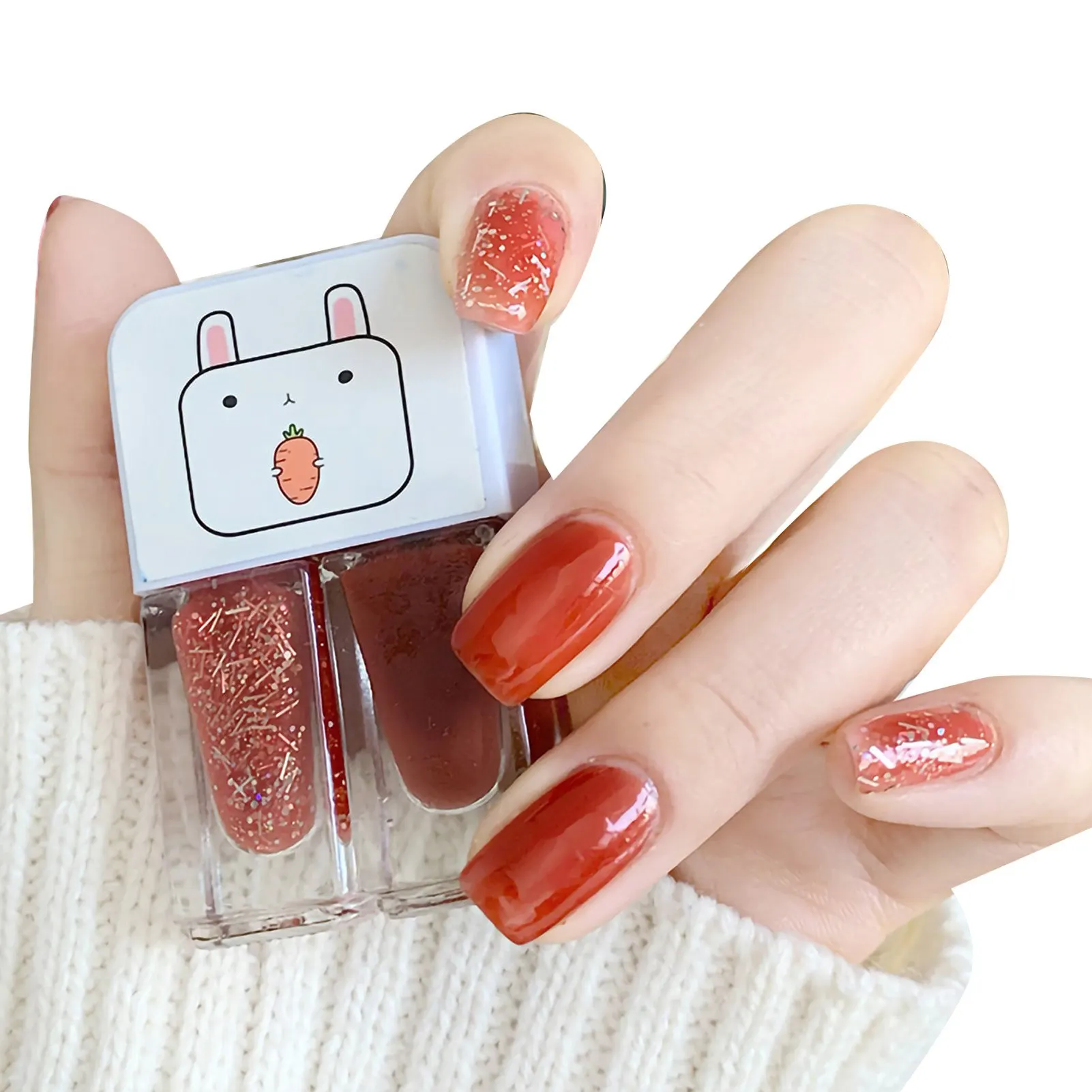High Gloss Shine Water-Based Peel-Off Nail Polish Set - 2 Bottles, Frosted Finish