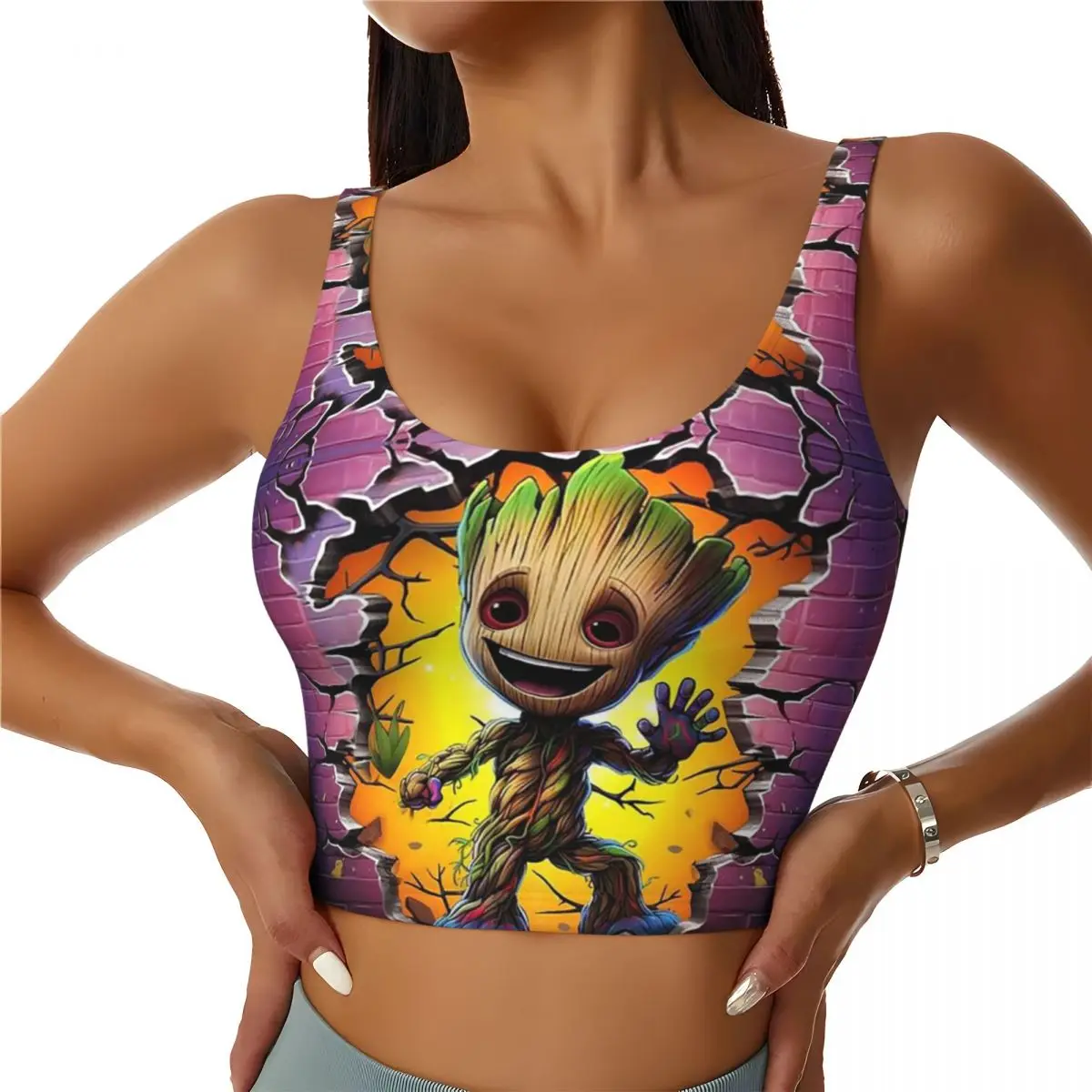 Groot Wall Breakage Workout Crop Tank Tops Women Yoga Sports Bras