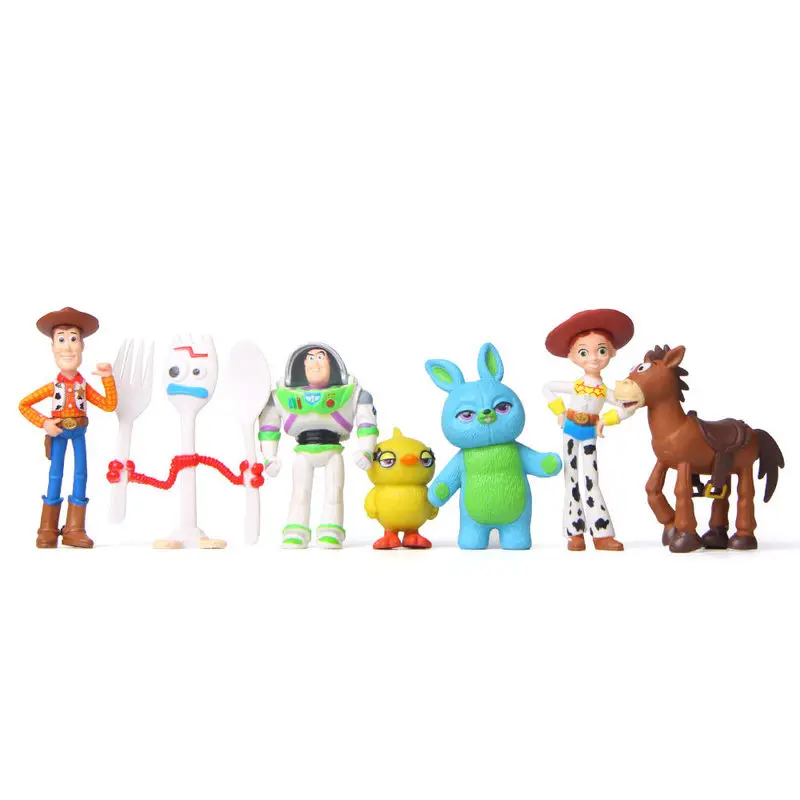 Hot 7pcs/Set Toy Story 4 Action Figures Toys Woody Jessie Buzz Lightyear Forky Pig Bear Figura Model Doll Figurine Kids Gifts - 3