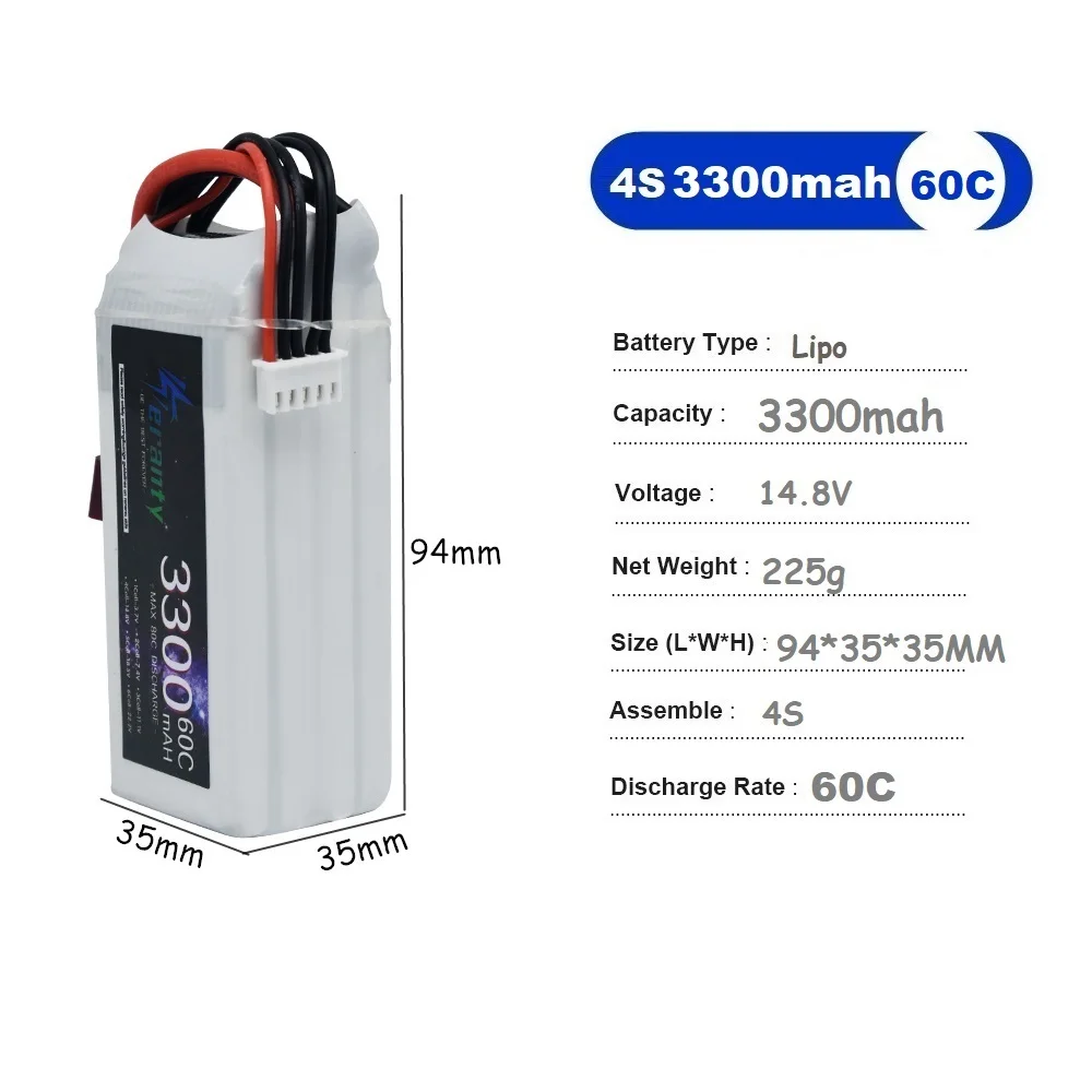 Batterie LiPo 4S 14.8V Drone 2200-3300mAh 45C-60C XT60/T