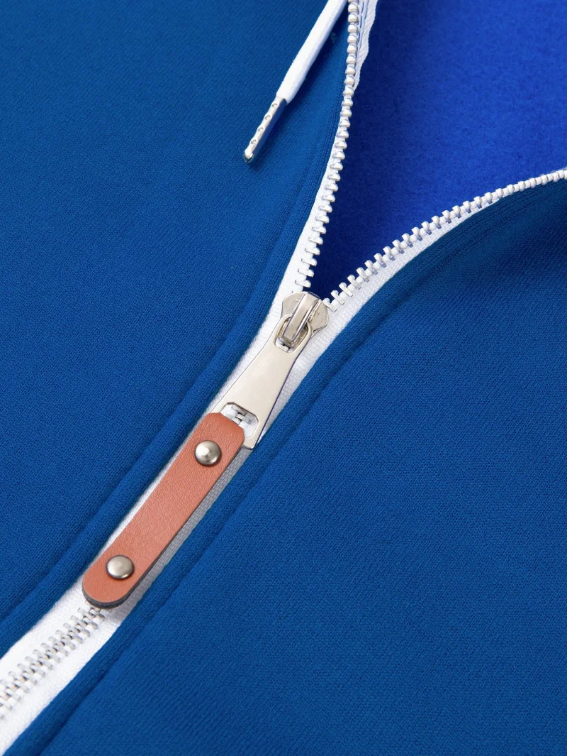 European men's new color blocking fitness and sports men's hoodie, casual style, fashionable color blocking raglan sleeves, card