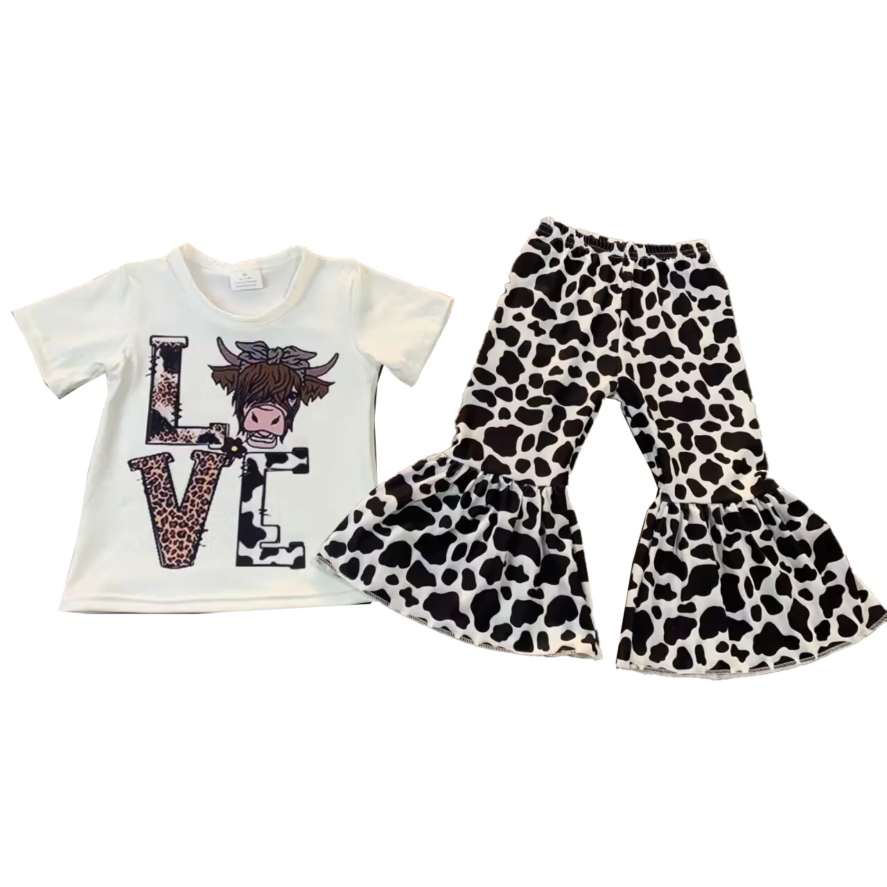 

Комплект одежды для девочек из бутика, штаны с леопардовым принтом в виде колокольчиков, одежда для сред, оптовая продажа