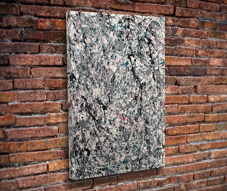 Jackson Pollock Style On Canvas Floating Art Option, Modern Wall Art Canvas Wall Set Extra Large Wall Artabstract Landscape