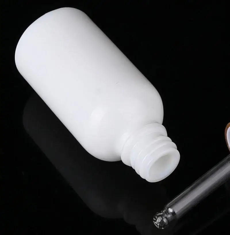 800pcs 50ml 빈 흰색 유리 Dropper 리필 되나요 병 피펫 에센셜 오일 아로마 테라피 액체 화장품 항아리 상자