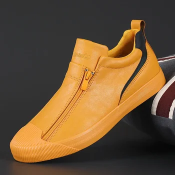 2023 New Autumn Men's Trendy Sneakers Leather Soft Sole Men Shoes Size 38-44 1