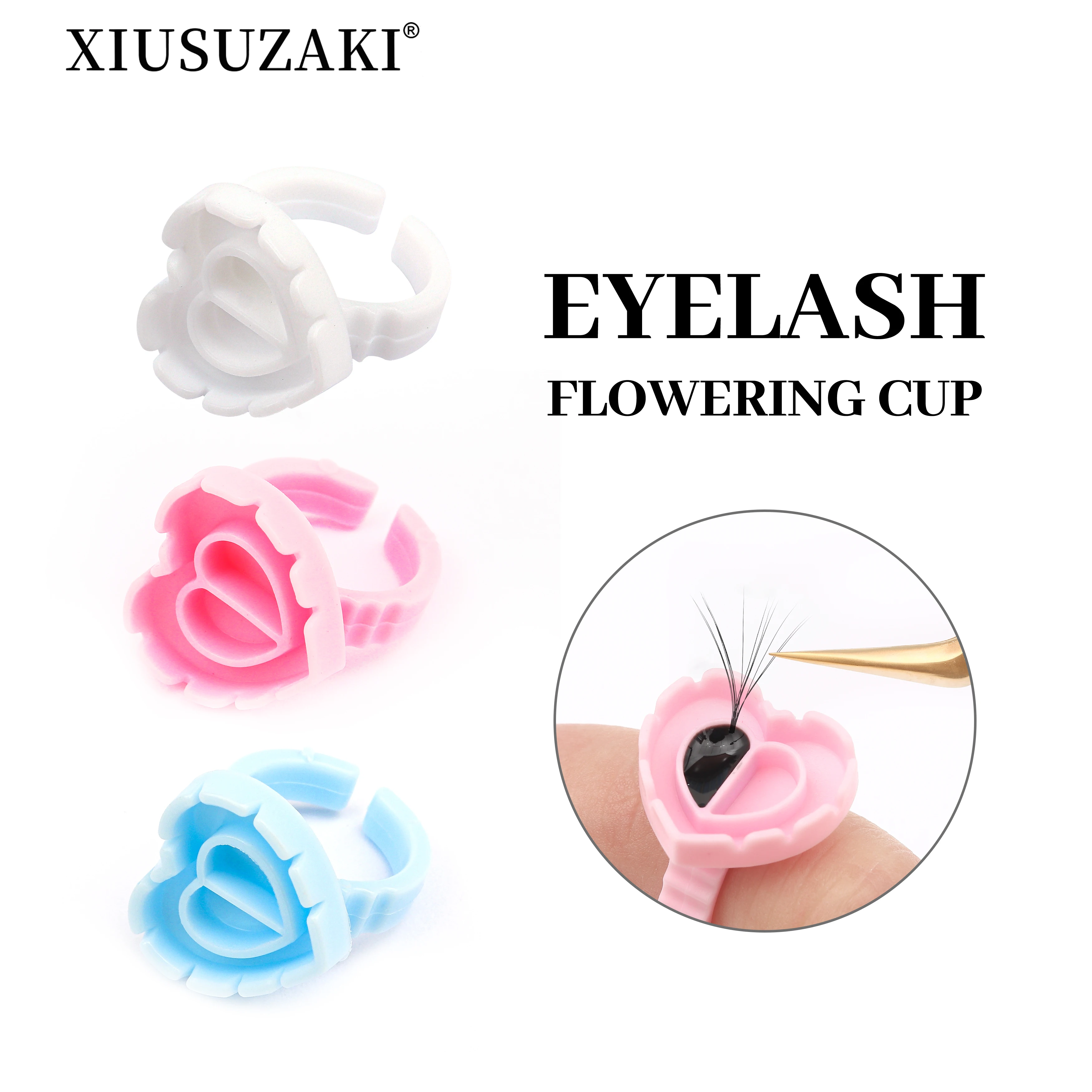 

XIUSUZAKI Wholesale 100Pcs/Bag Disposable Eyelash Extension Glue Ring Cup Tattoo Pigment Holder Container Lash Tools Supplier