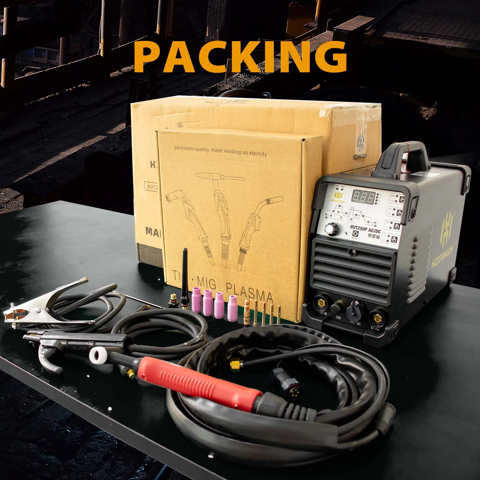 HZXVOGEN  AC/DC HVT250P Aluminum Tig Welding Machine MMA ARC Stick Welder Tools IGBT Inverter 2T 4T Soldador With Pulse 5