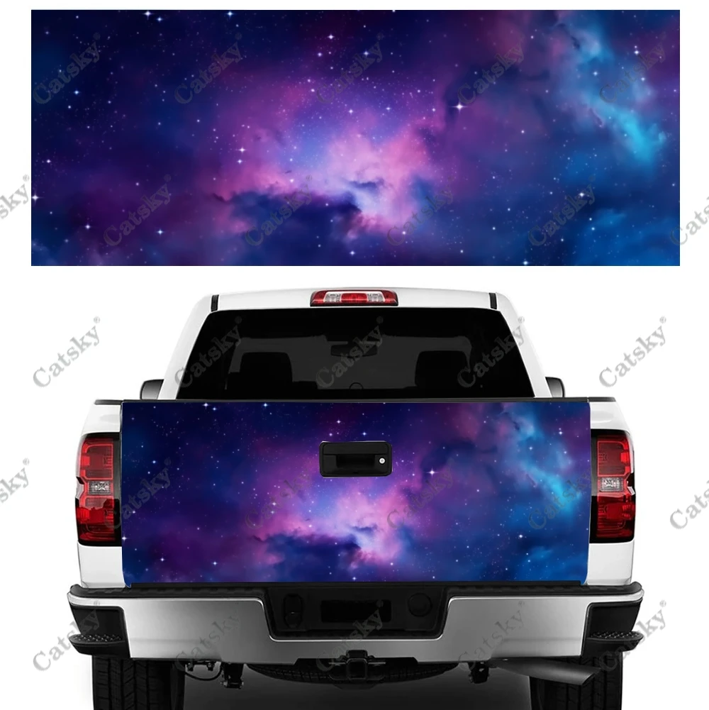 

Purple Blue Galaxy With Stars Truck Tailgate Wrap Professional Grade Material Universal Fit for Full Size Trucks Weatherproof