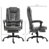 Pu Leather Massage Computer Chair W/ Padded Seat and Adjustable Height, Grey 3