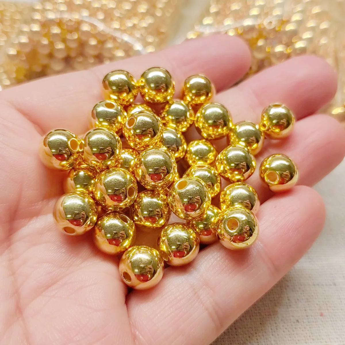 Round Plated Gold Color Acrylic Plastic 4mm 5mm 6mm 8mm 10mm 12mm Loose Beads Wholesale Lot For Jewelry Making DIY Findings luxury jewelry boxes organizer plastic transparent acrylic stand necklace jewelry case display earring storage box bracelet