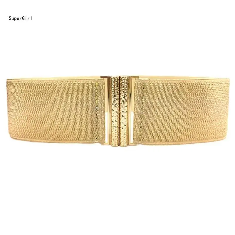 

Gold Corset Wide Corset Waist Belt Decorative Waist Cincher Elastic Waspie Belt Glittering Waspie Wide Belt for Female