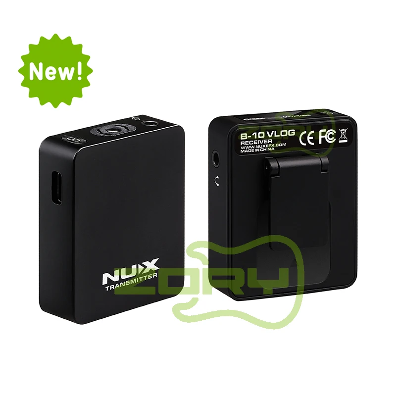 NUX B 10 Vlog wireless lavalier microphone system with a wireless range of up to 30 meters. High quality low noise low latency