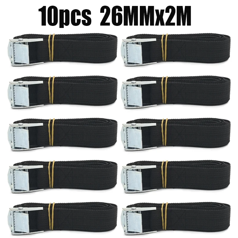 10pcs 2M Zinc Alloy Pressure Buckle Pallet Cargo Straps Luggage Fixed Car Fixed Tightener Tensioner Straps Ratchet Tie-Down Belt cargo straps cargo tie down strap tie down straps lashing strap strapping tensioner