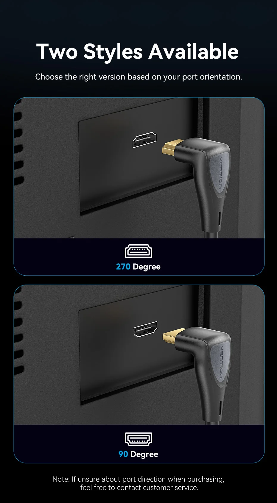 90° Angled HDMI 2.0 Cable 4K60Hz Ultra HD High-Speed Cord for Xiaomi TV Monitor