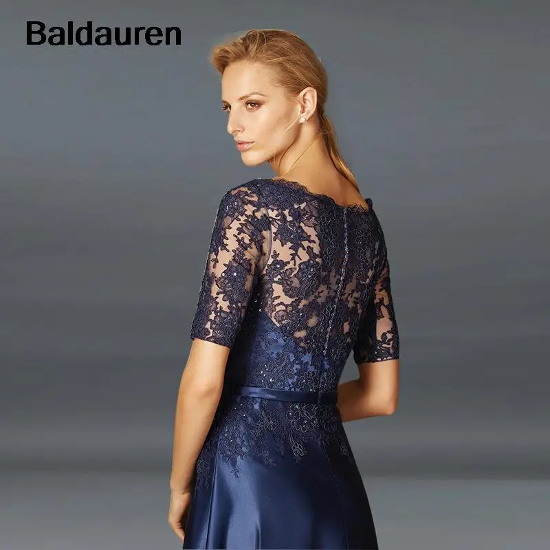 Mother Of The Bride Dress satin Half Sleeves Appliques Groom Godmother Evening Dresses For Wedding vestidos customized