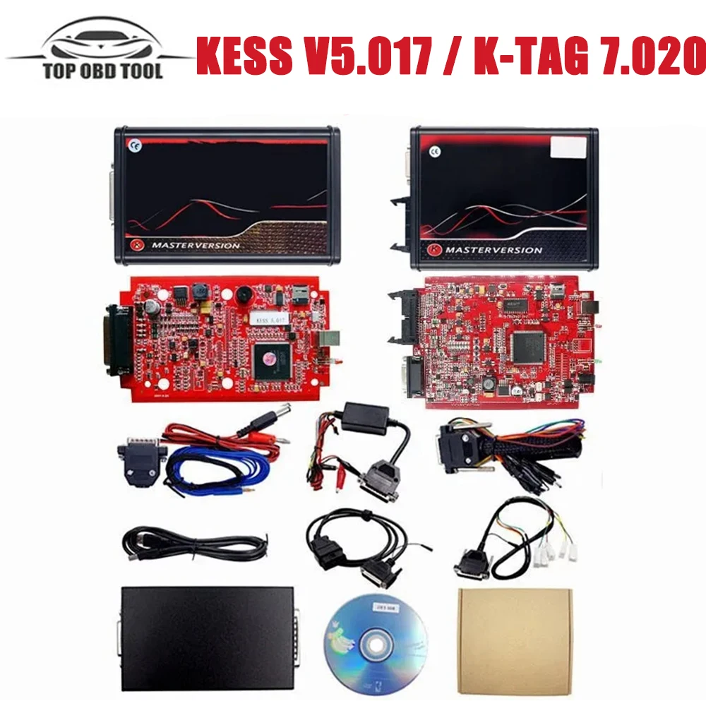 

Online 2.80 EU Red Kess V5.017 OBD2 Manager Tuning Kit KTAG V7.020 4 LED BDM Frame 22pcs Adapters K-TAG 2.25 ECU Programmer