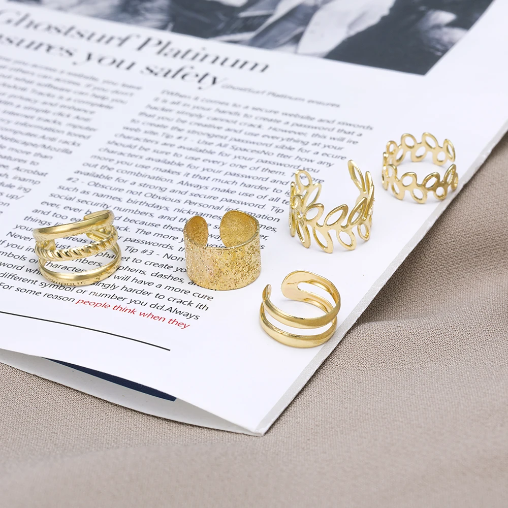 IFKM Gold Color Leaves Ear Cuff Black Non-Piercing Ear Clip Earrings for Women Men Fake Cartilage Earring Cuff Jewelry