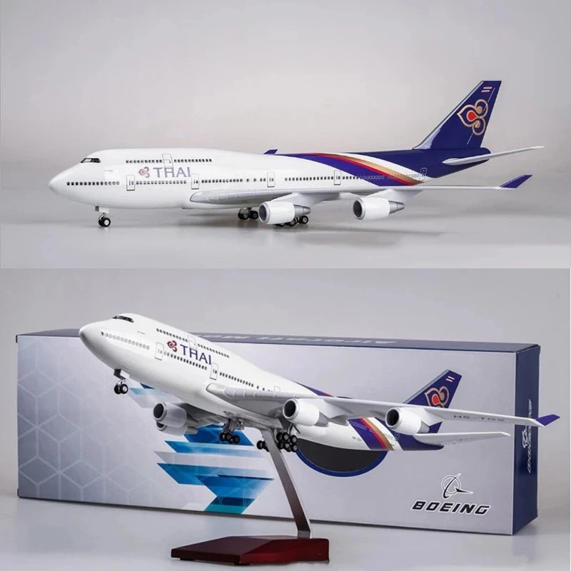 

1/160 Scale 46cm A380 Thai Airways Die Cast Resin Airplane Model Adult Gift Airplane With Lights On Wheels Collection