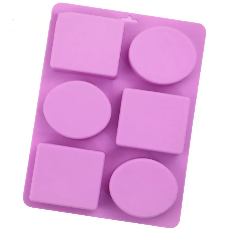 Silicone Mold 6 Grid Square Oval Leaves Chocolate Cold Powder Handmade Soap