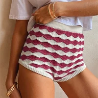 Women Y2K Aesthetic Crochet Knit Shorts Vintage Striped Low Waisted Boxer Shorts Summer Cute Mini Shorts Knitwear Loungewear - Image 6