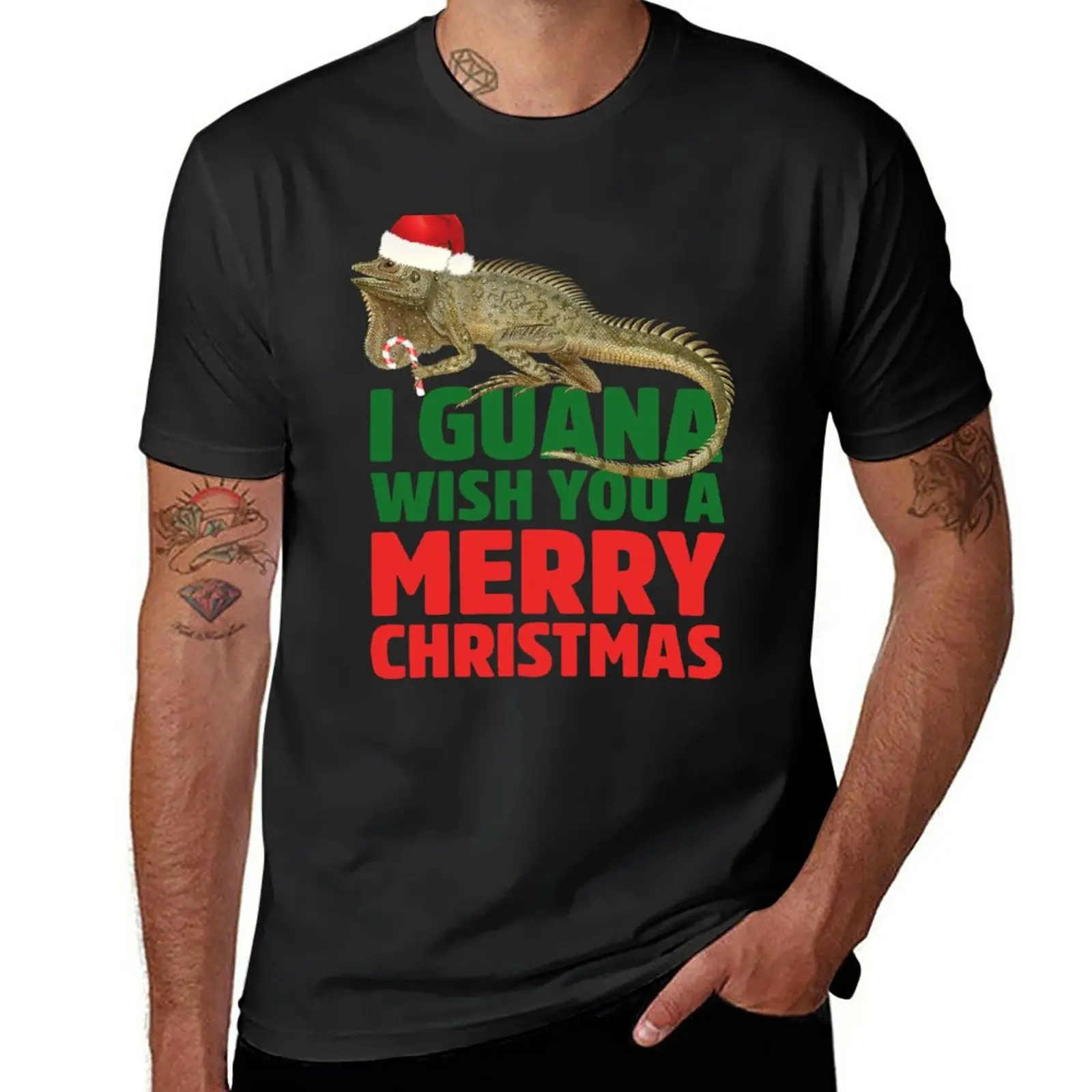 Divertente Iguana Xmas Pet Lizard Gift Guana Wish You A Buon Natale Divertente Iguana, I Guana Pun T-Shirt