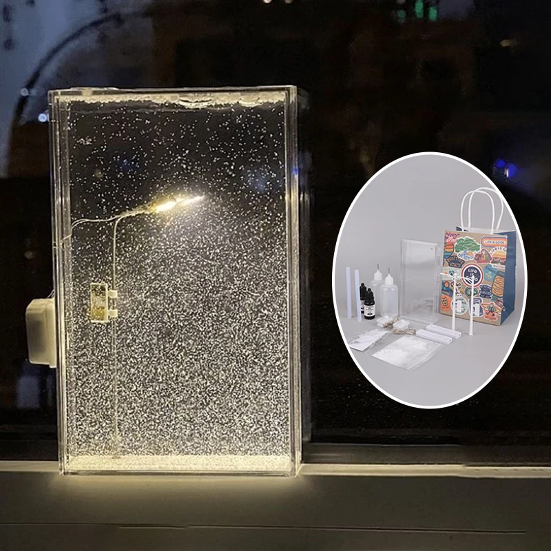 Snowy Night Snow Scene Street Light Flowing Simulation night light desk decor Handmade DIY Material Package Desktop