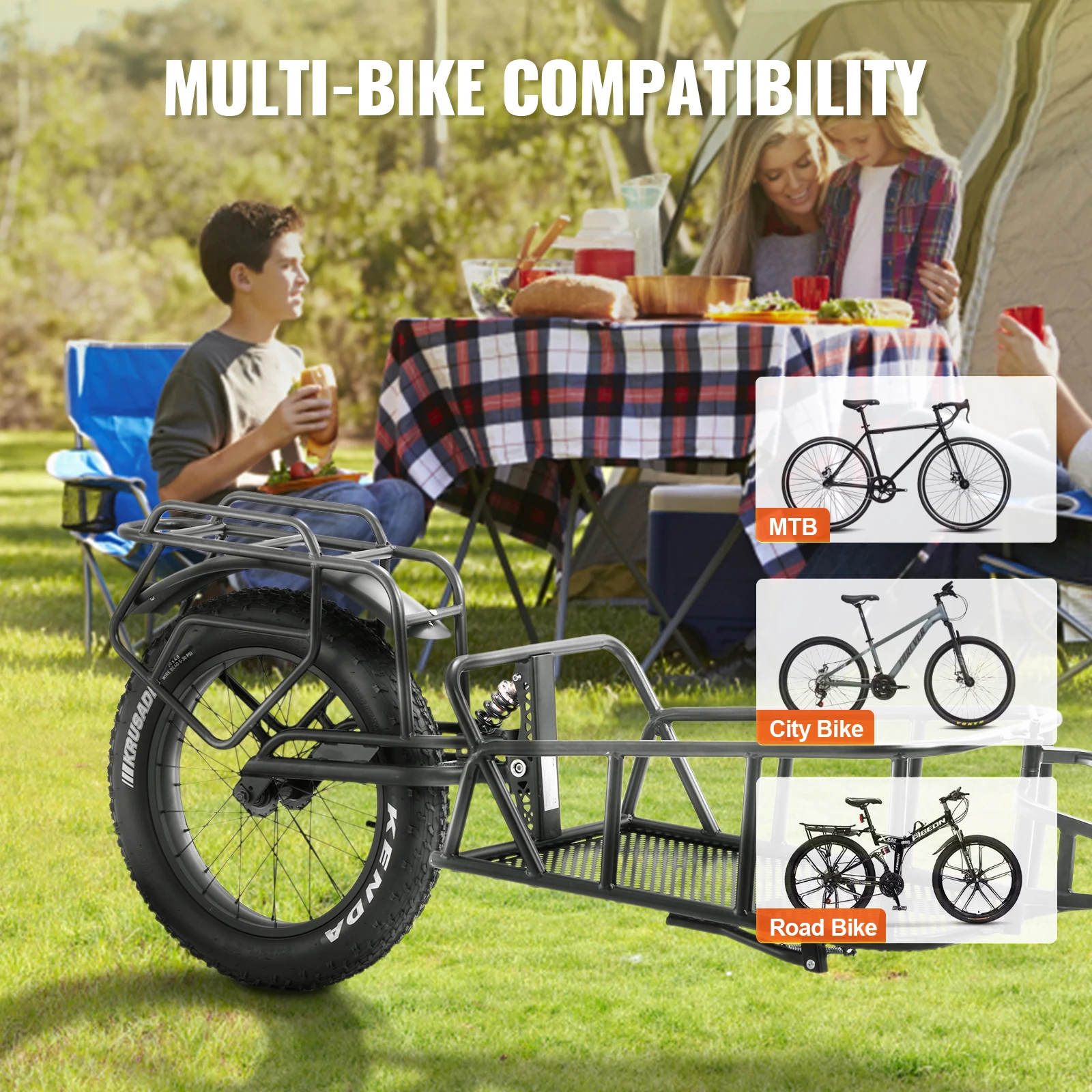VEVOR Bike Cargo Trailer 70 lbs Load Capacity Heavy-Duty Bicycle Wagon Cart Compact Storage & Quick Release Structure 20" Wheels 6