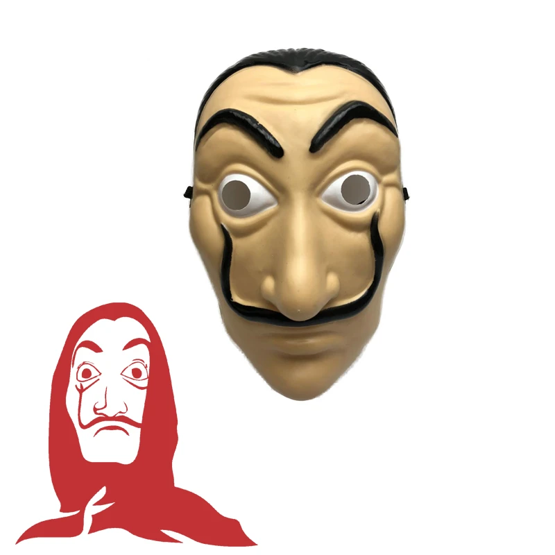 holidays costumes Wholesale Spain TV La Casa De Papel Cosplay Plastic Cute Mask Halloween Masque Party Money Heist Salvador Dali Costume Prop Mask quick and easy halloween costumes