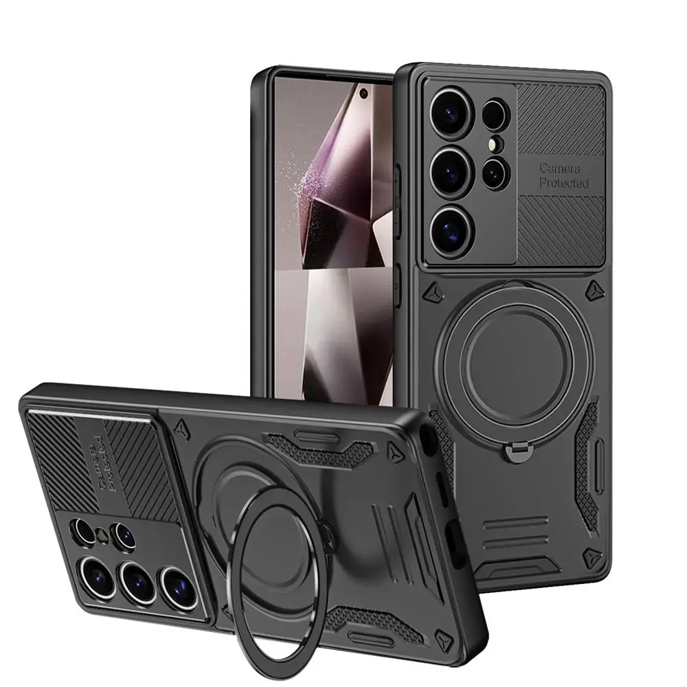 Luxury Armor Magnetic Hard Case with Ring Bracket Bumper Back Cover