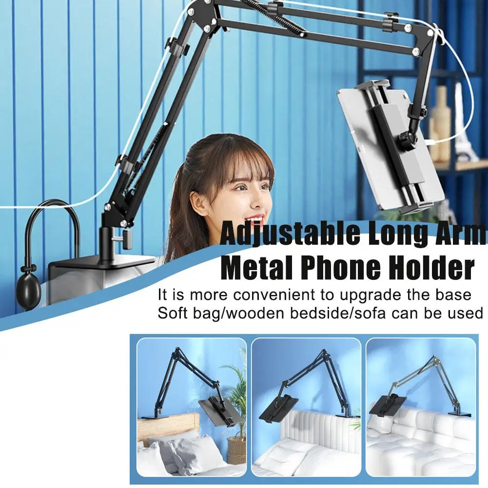 

Tablet Stand Rotatable Phone Stand Long Arm Metal 180° Adjustable Holder For iPad Pro Mini Air Tablet Compatible 4-12.9” B0T9