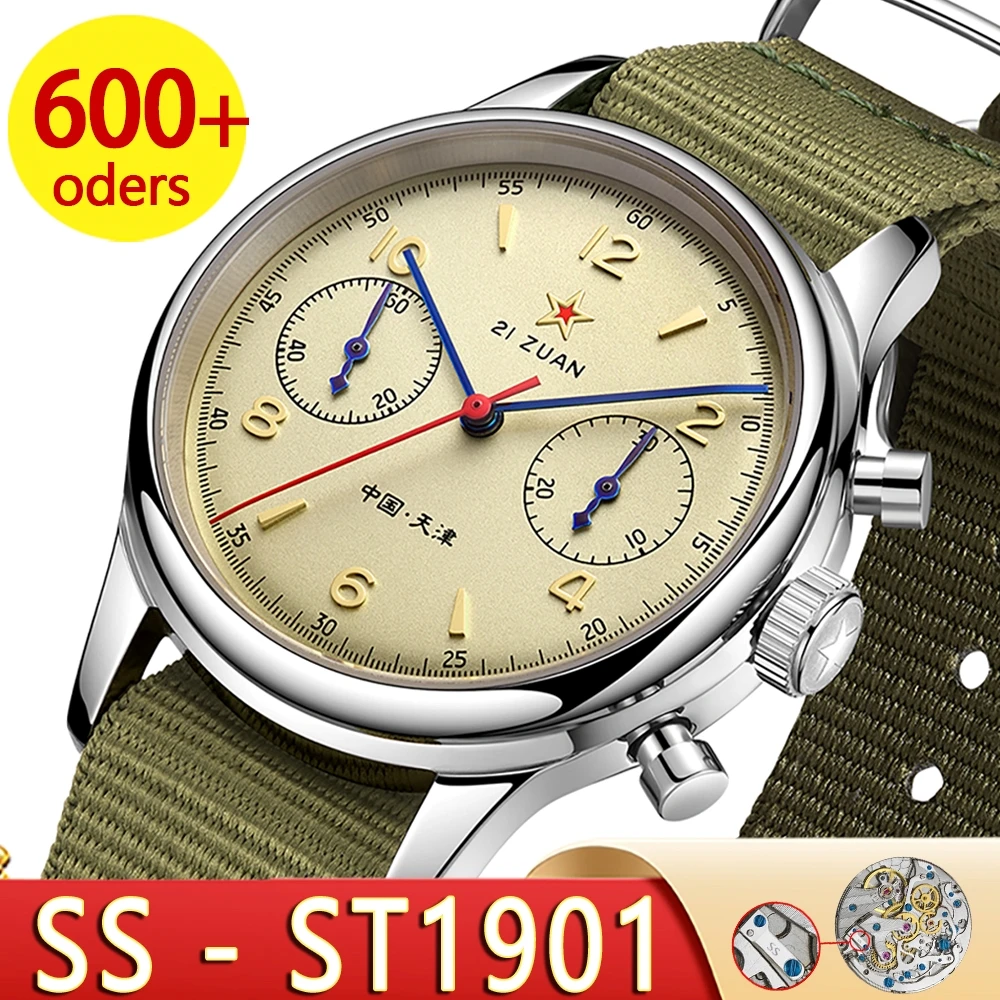40mm China 1963 Pilot Aviation Mechanical Chronograph Original Seagull St1901 Movement Watches For Men Sapphire Vintage Watch mechanical watch