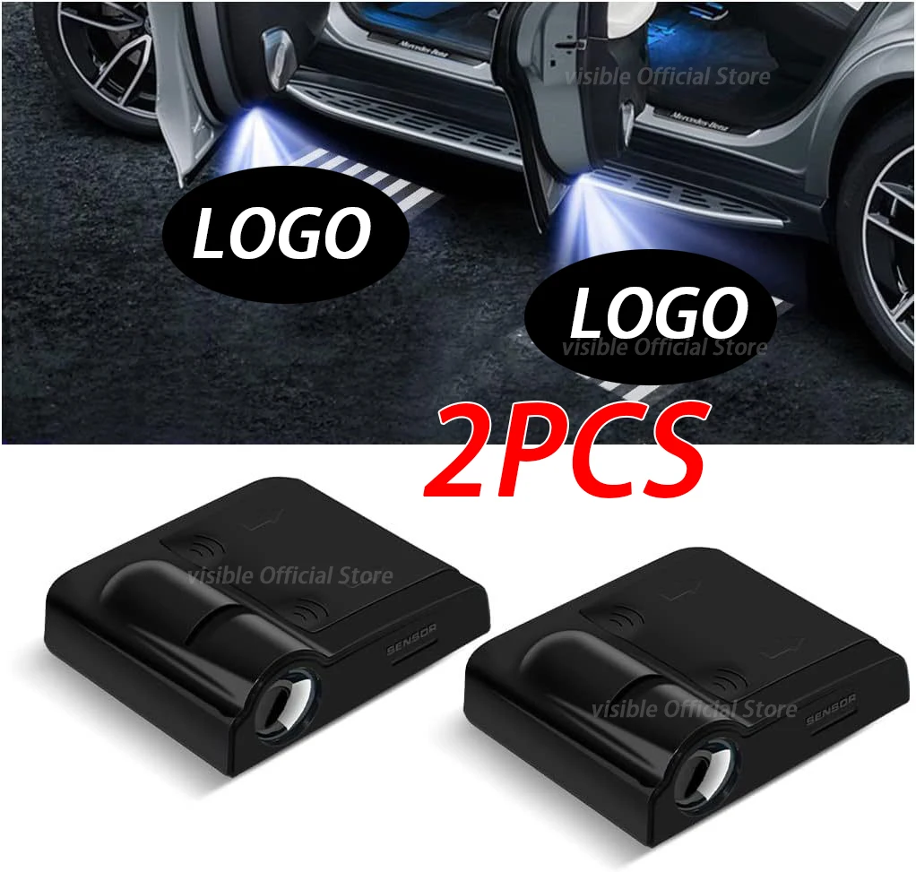2pcs Car Door Projector Lamps LED Shadow Lights Car Accessories For Universal vehicle models Wireless Courtesy