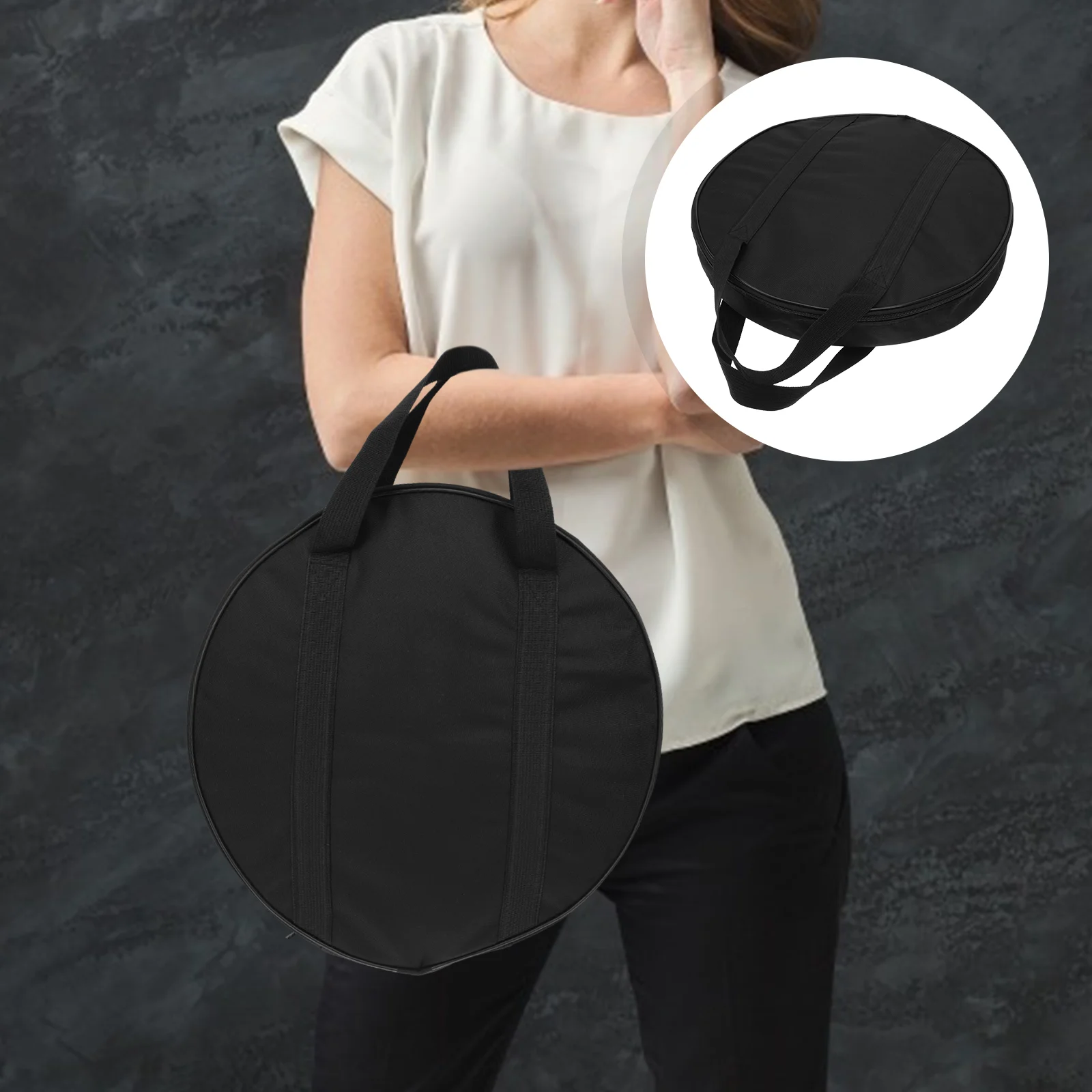 

Thickened Gong Storage Holder Portable Cymbal Protective Bag Black Instrument Pouch With Handle Waterproof Carrying Bag