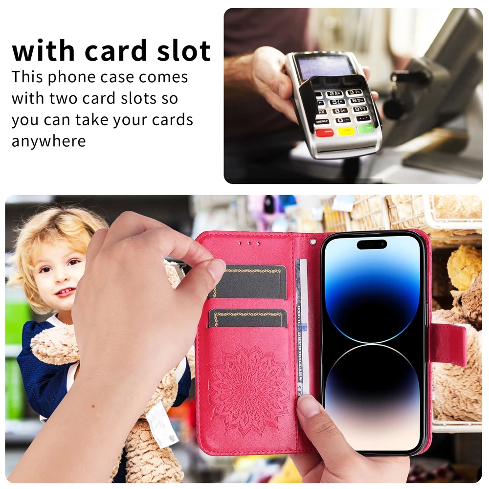Sunflower Wallet Card Slots Magnetic Flip Leather Phone Case
