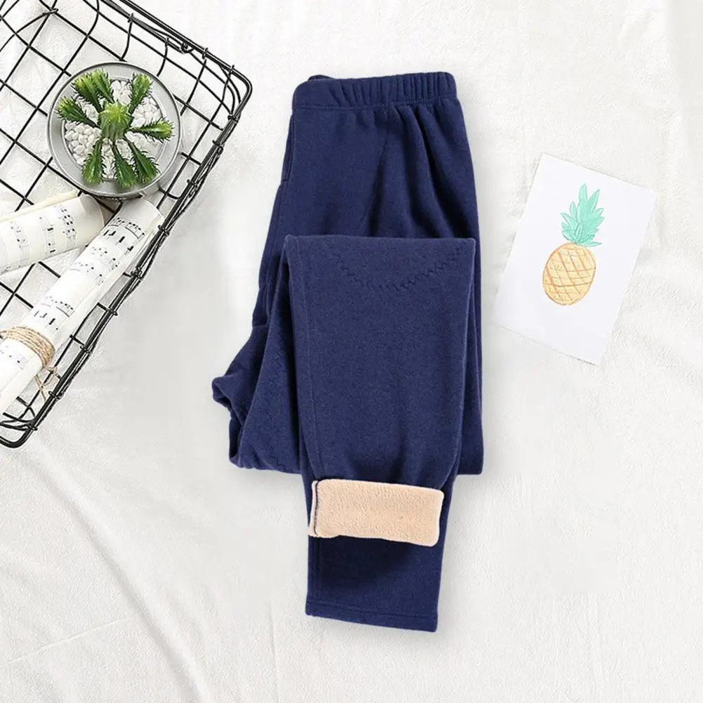 

Waist Protection Pants Cozy Winter Thermal Pants Knee Heating Patch Soft Stretchy Unisex Bottoming Trousers for Men Elastic