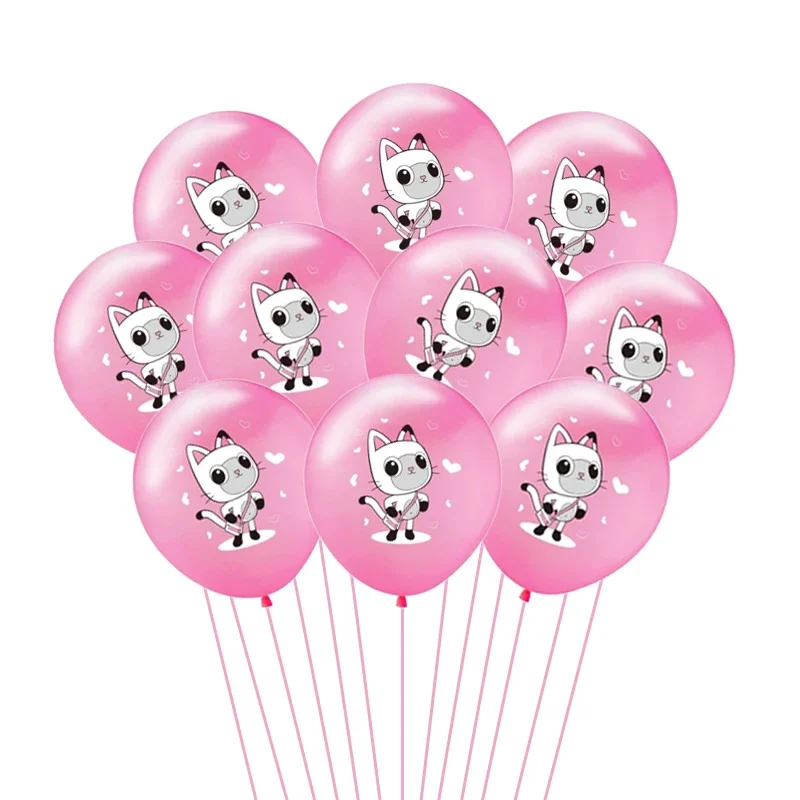 thumbnail image 1 of Juego de 10/15 globos de látex con lentejuelas para casa de muñecas Gabby de 12 pulgadas con forma de gato, decoración para fiesta de baby shower, suministros para fiesta de cumpleaños de niña, 1 of 5